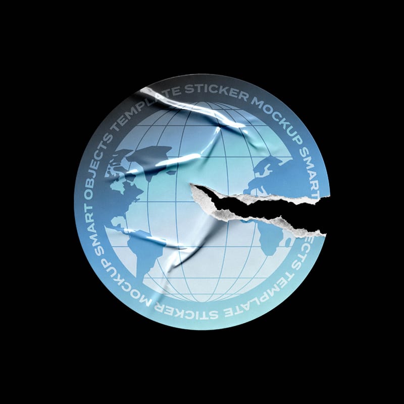 Round Torn Sticker Mockup PSD