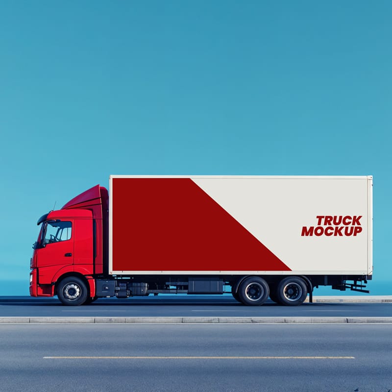 Semi-Trailer Truck Mockup PSD