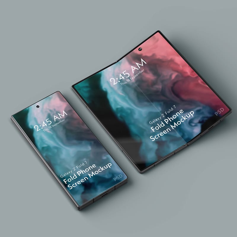 Smartphone Fold 7 Screen Mockup PSD