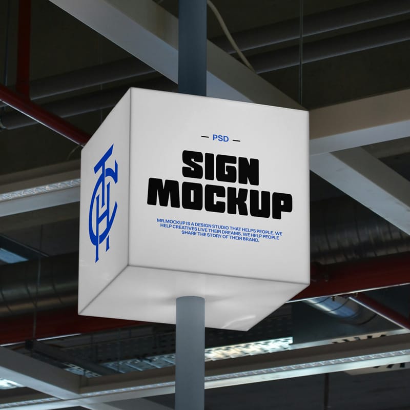 Square Shape Signage Mockup PSD