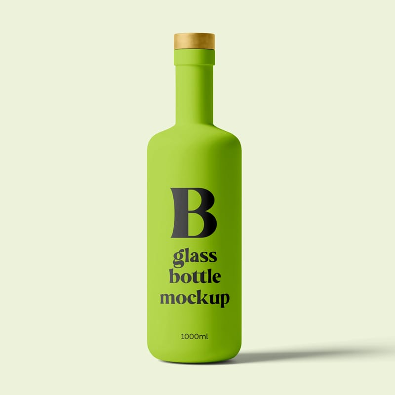 Standing Glass Bottle Mockup PSD