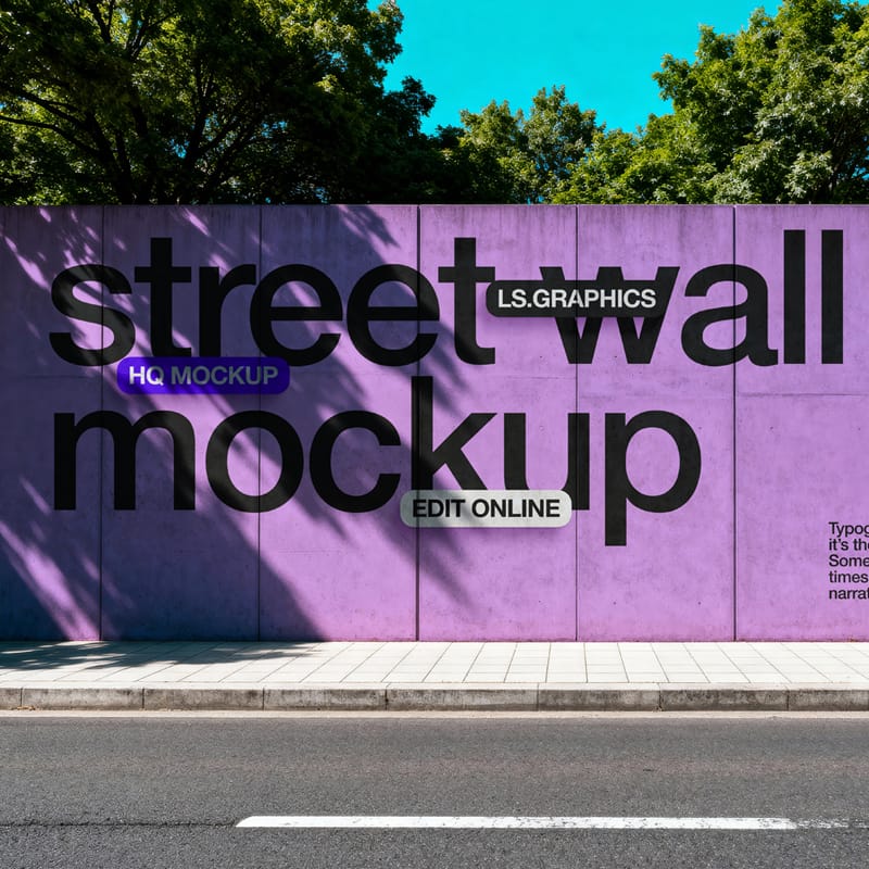 Street Wall Mockup Template PSD