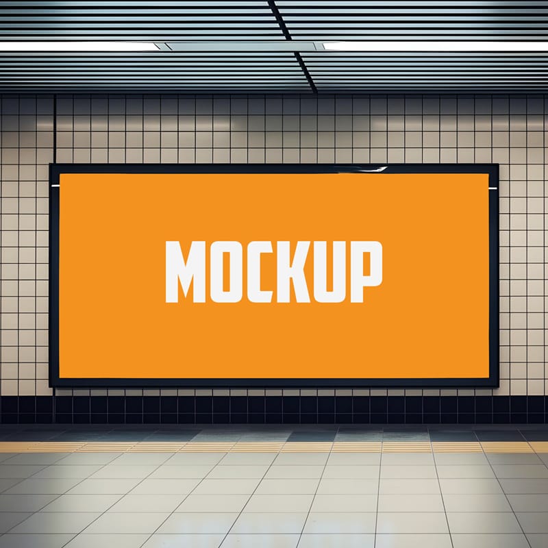 Subway Horizontal Billboard Mockup Template PSD