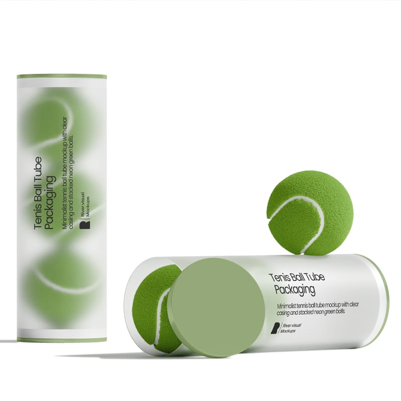 Tenis Ball Tube Packaging Mockup PSD