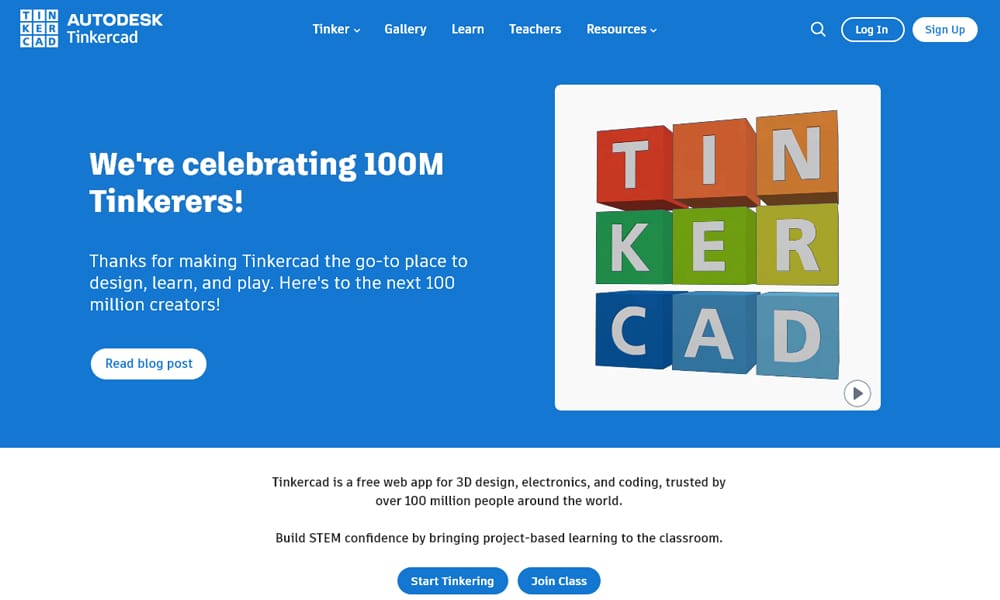 Tinkercad browser-based interface showing geometric shape library for beginners learning 3D