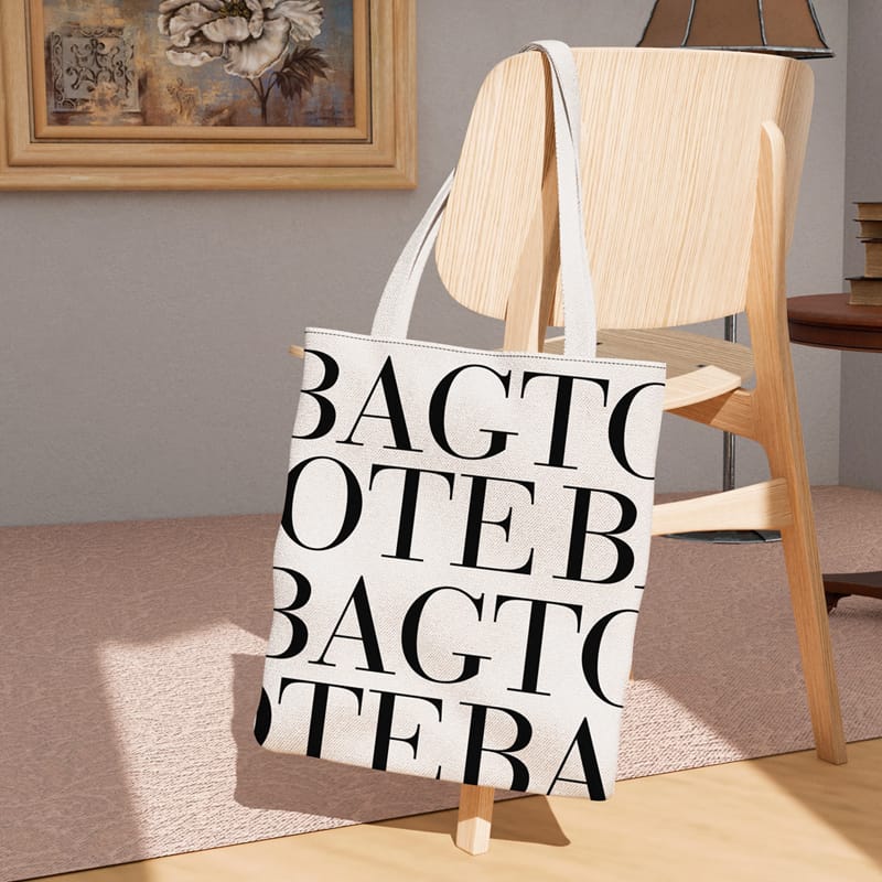 Tote Bag on Chair Mockup PSD