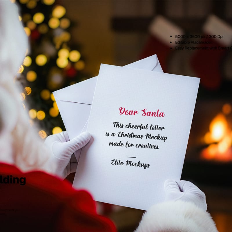 Ultra-Realistic Santa Claus A4 Paper Mockup PSD