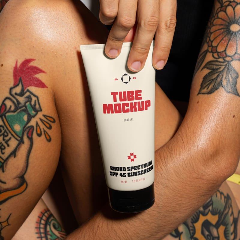 Vertical Cosmetic Tube Mockup PSD