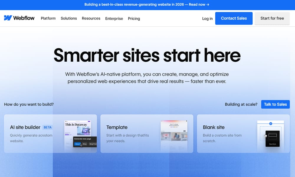 Webflow website builder interface with Spline 3D model embedded in responsive layout