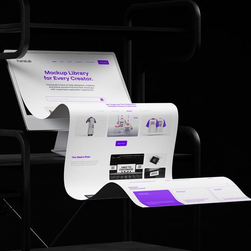 iMac Screen Longscroll Mockup PSD