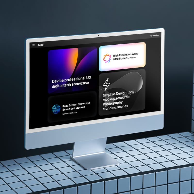iMac Showcase Screen Scene Mockup Template PSD