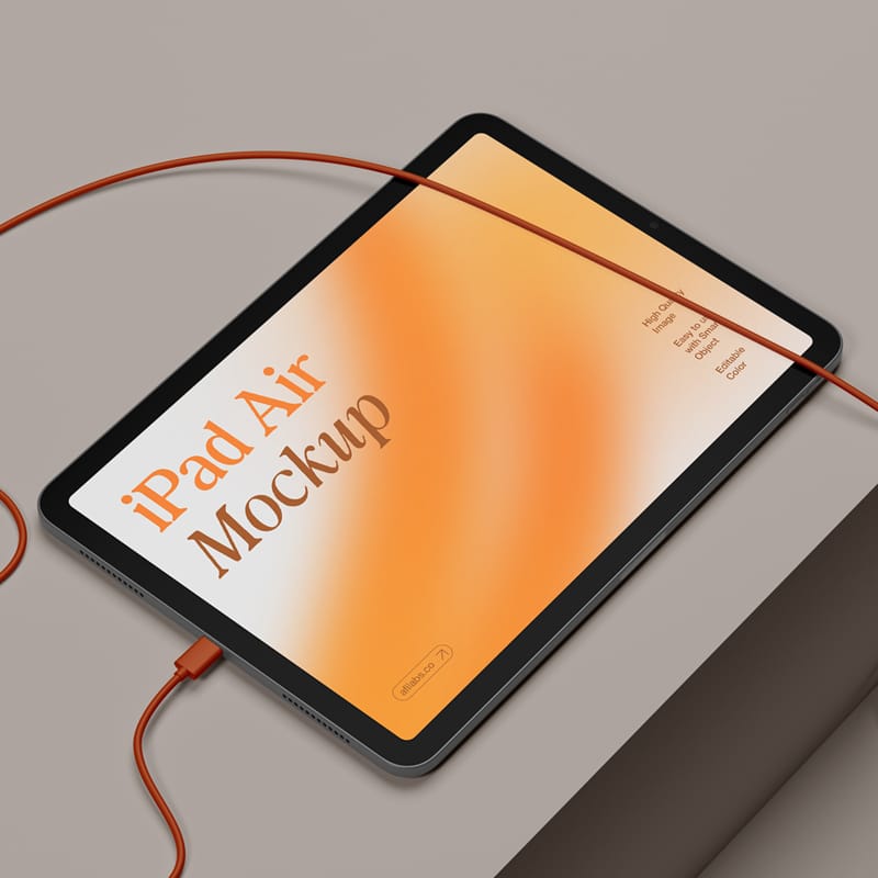 iPad Air Mockup with Cable PSD