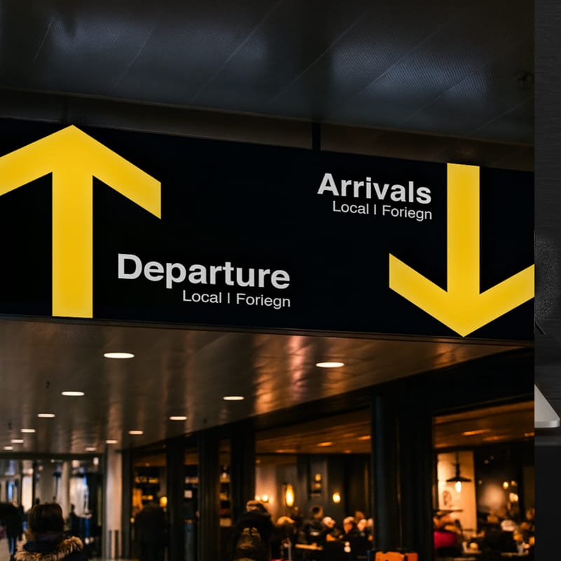 Free Airport Terminal Signage Mockup PSD