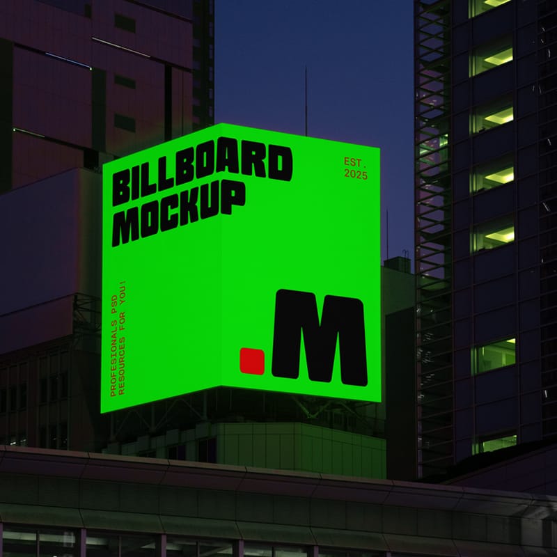 Big Corner Billboard Mockup PSD