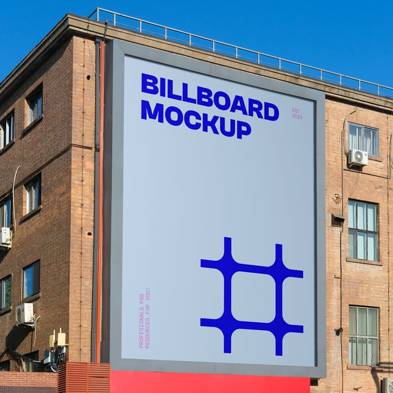 Billboard on Brick Building Mockup PSD