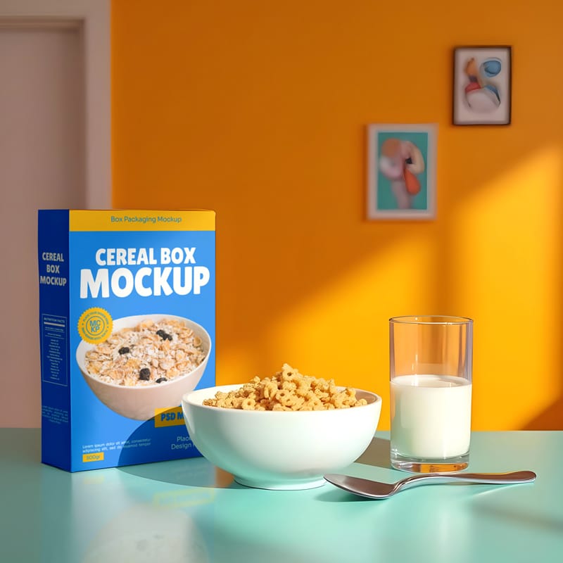 Cereal Packaging Box Mockup PSD