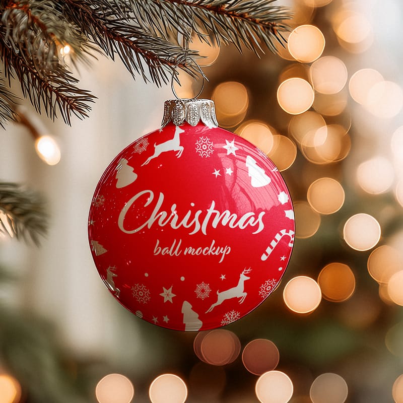 Christmas Ball Mockup On Light Background PSD