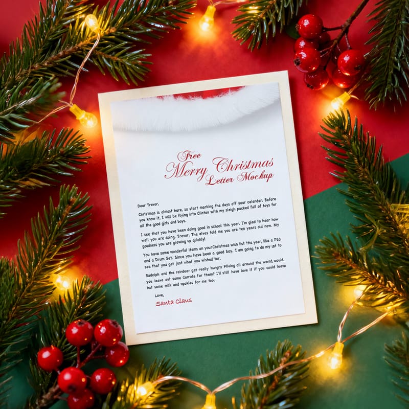 Christmas Letter Mockup PSD