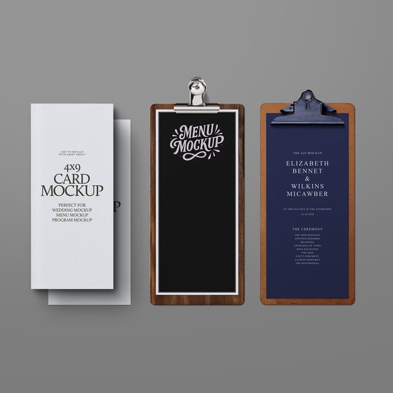 Clipboard and Card Mockup PSD