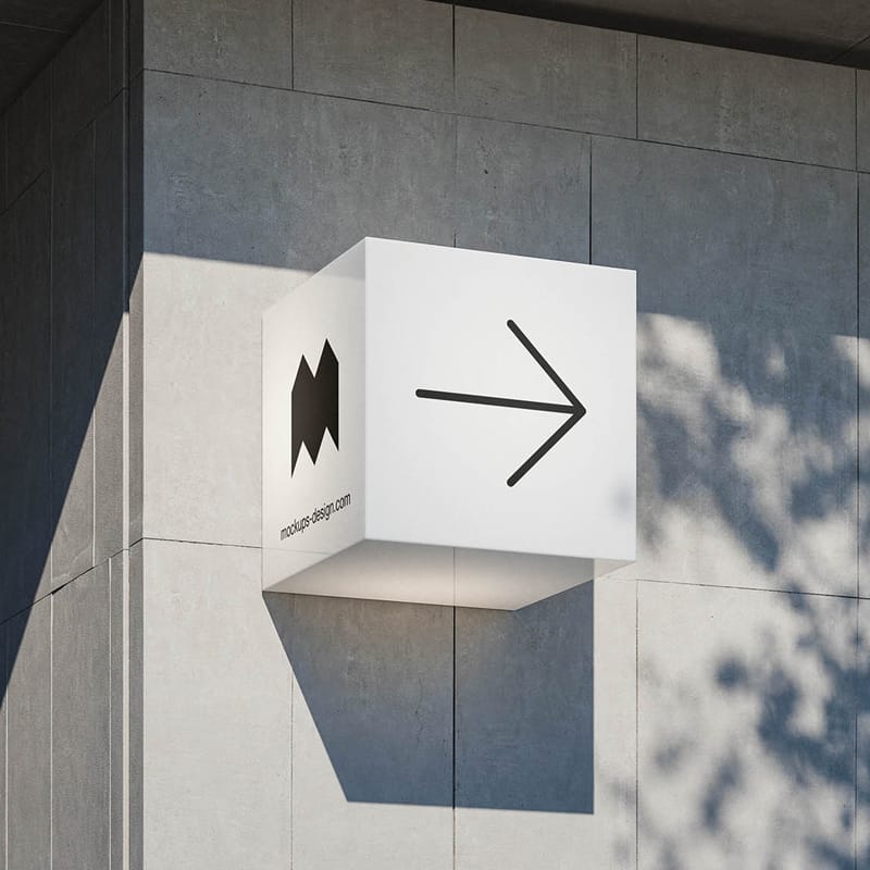 Cube Signboard Mockup PSD