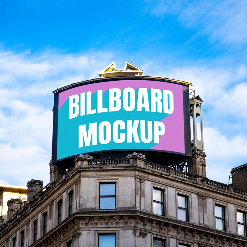Curved Billboard Screen Mockup PSD