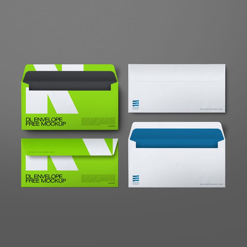 DL Envelope Mockup Template PSD