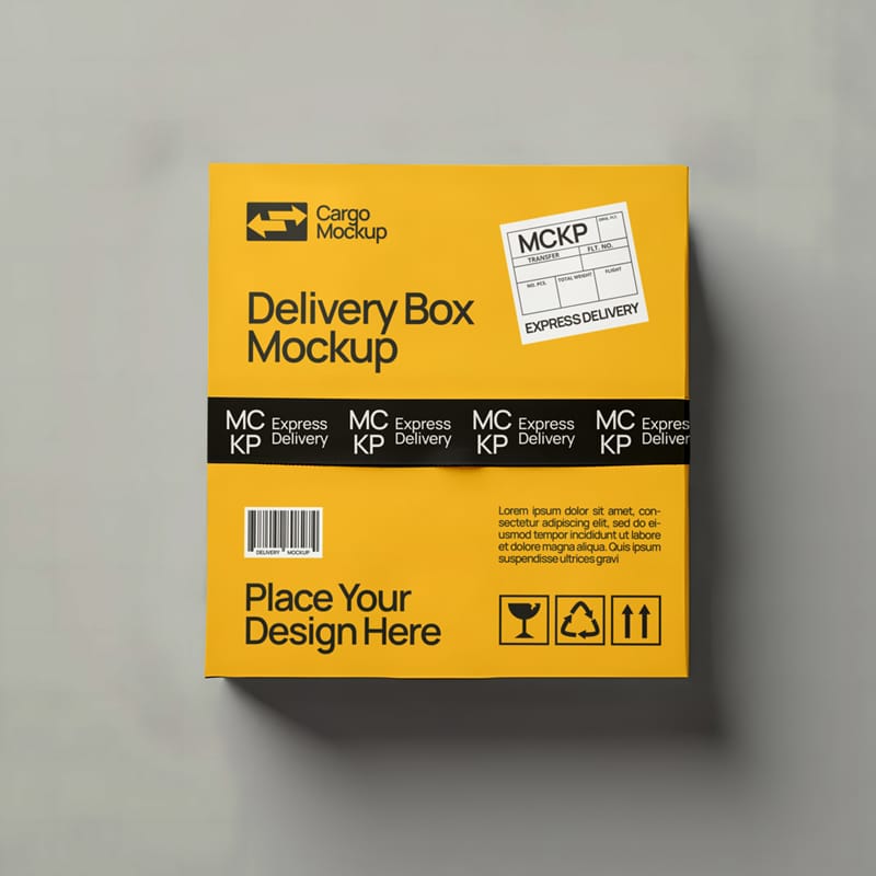 Delivery Box Mockup Template PSD