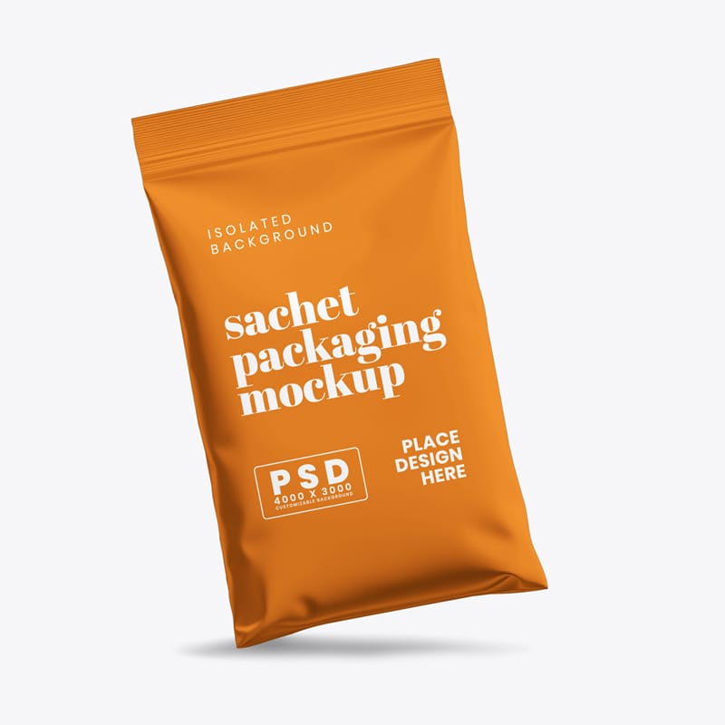 Floating Food Sachet Mockup PSD