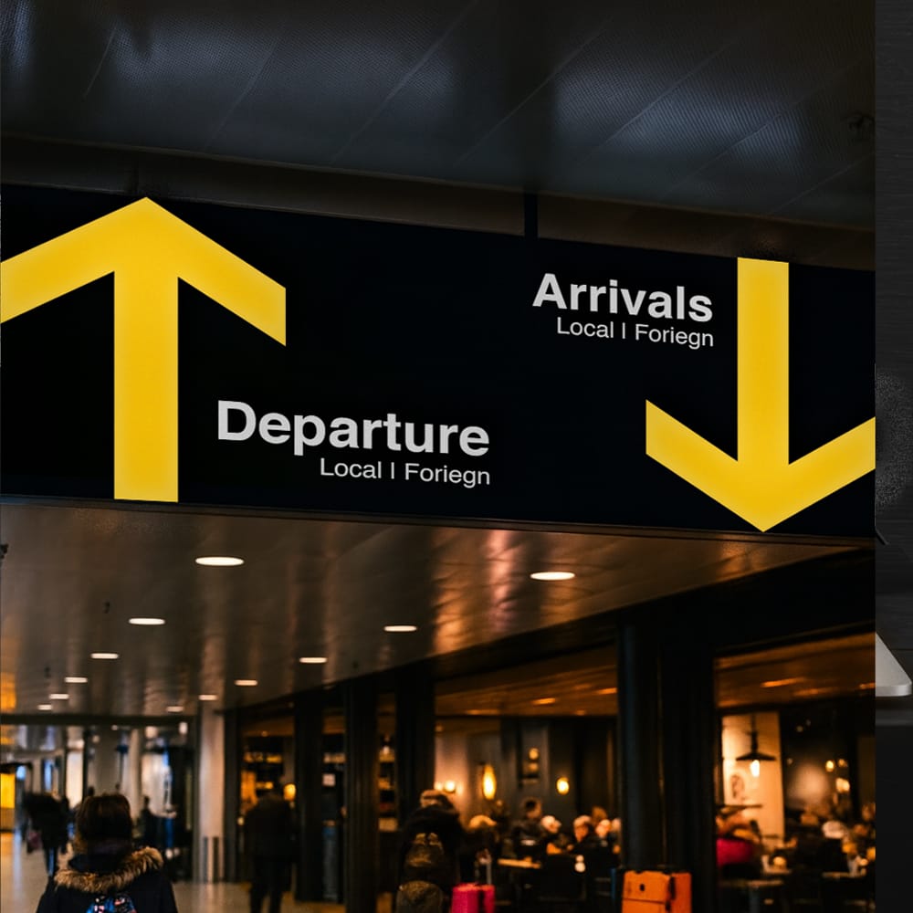 Free Airport Terminal Signage Mockup PSD