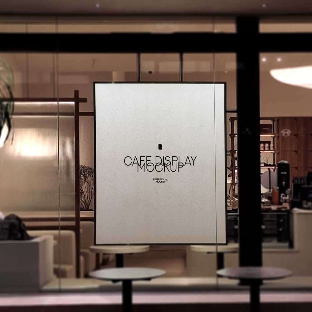Free Cafe Display Mockup PSD