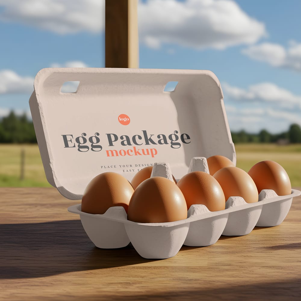 Free Cardboard Egg Package Mockup Template PSD