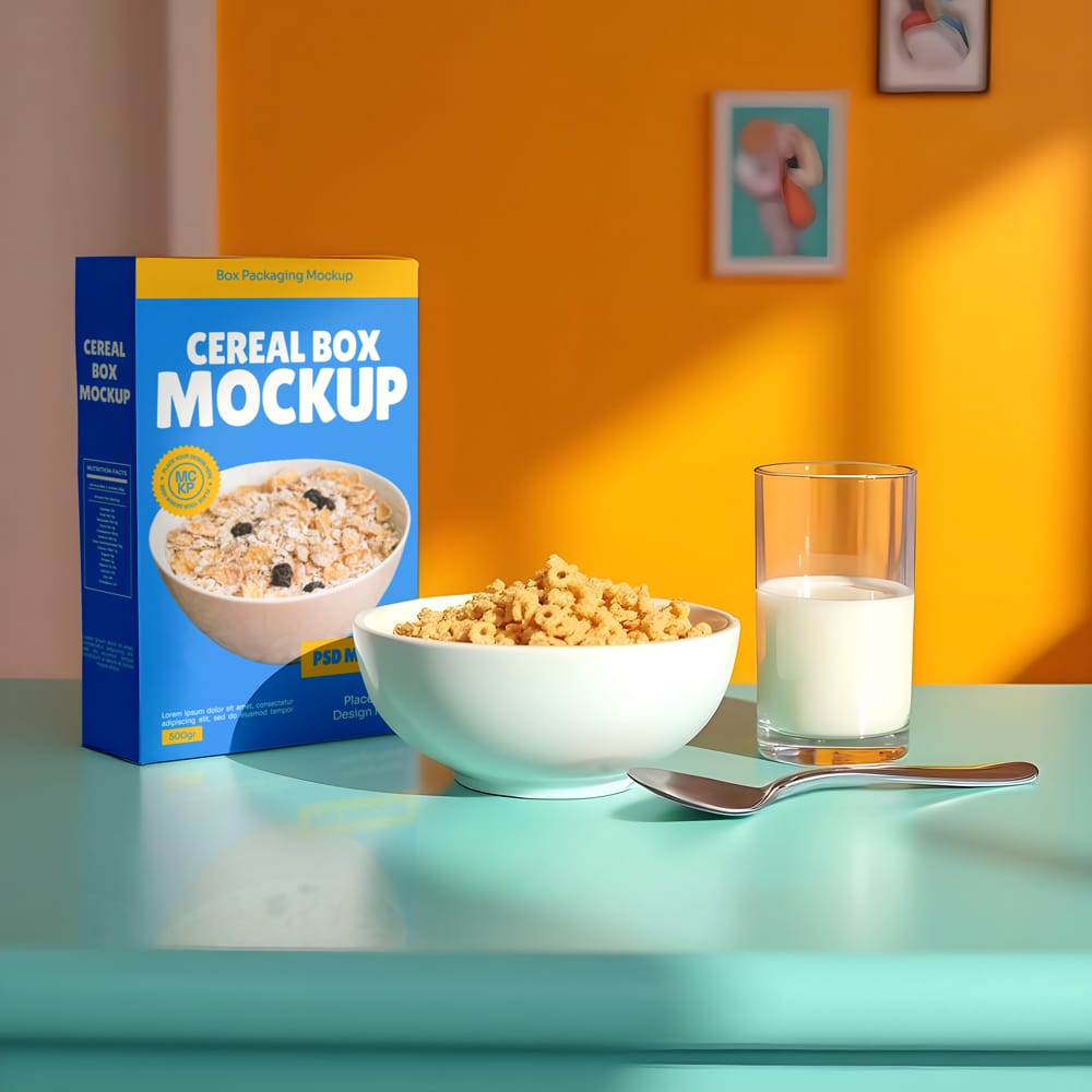 Free Cereal Packaging Box Mockup PSD