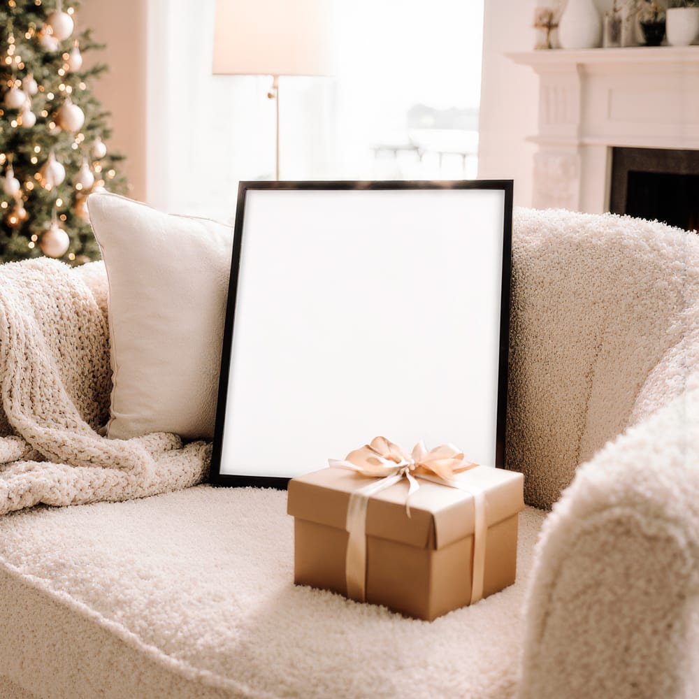 Free Christmas Mockup for Art Prints PSD