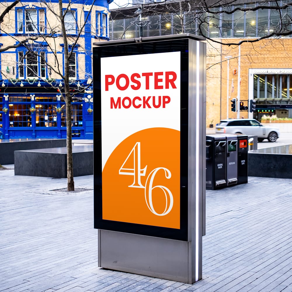 Free Citylight on Sidewalk Mockup PSD