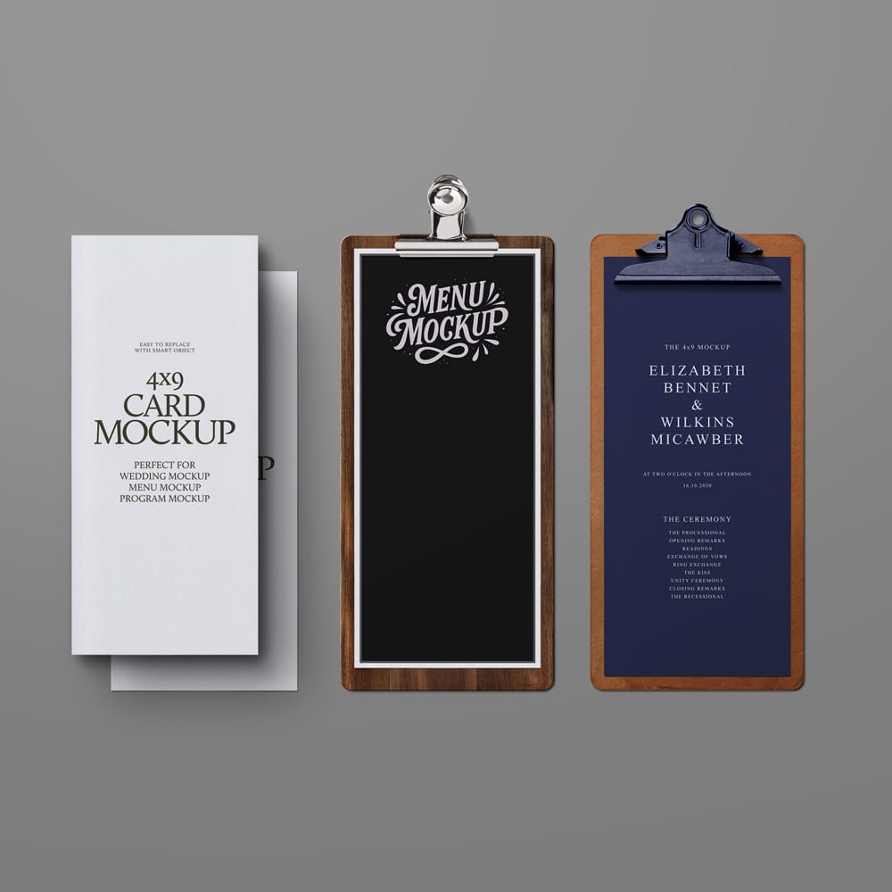 Free Clipboard and Card Mockup PSD