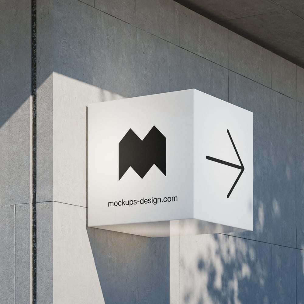 Free Cube Signboard Mockup PSD