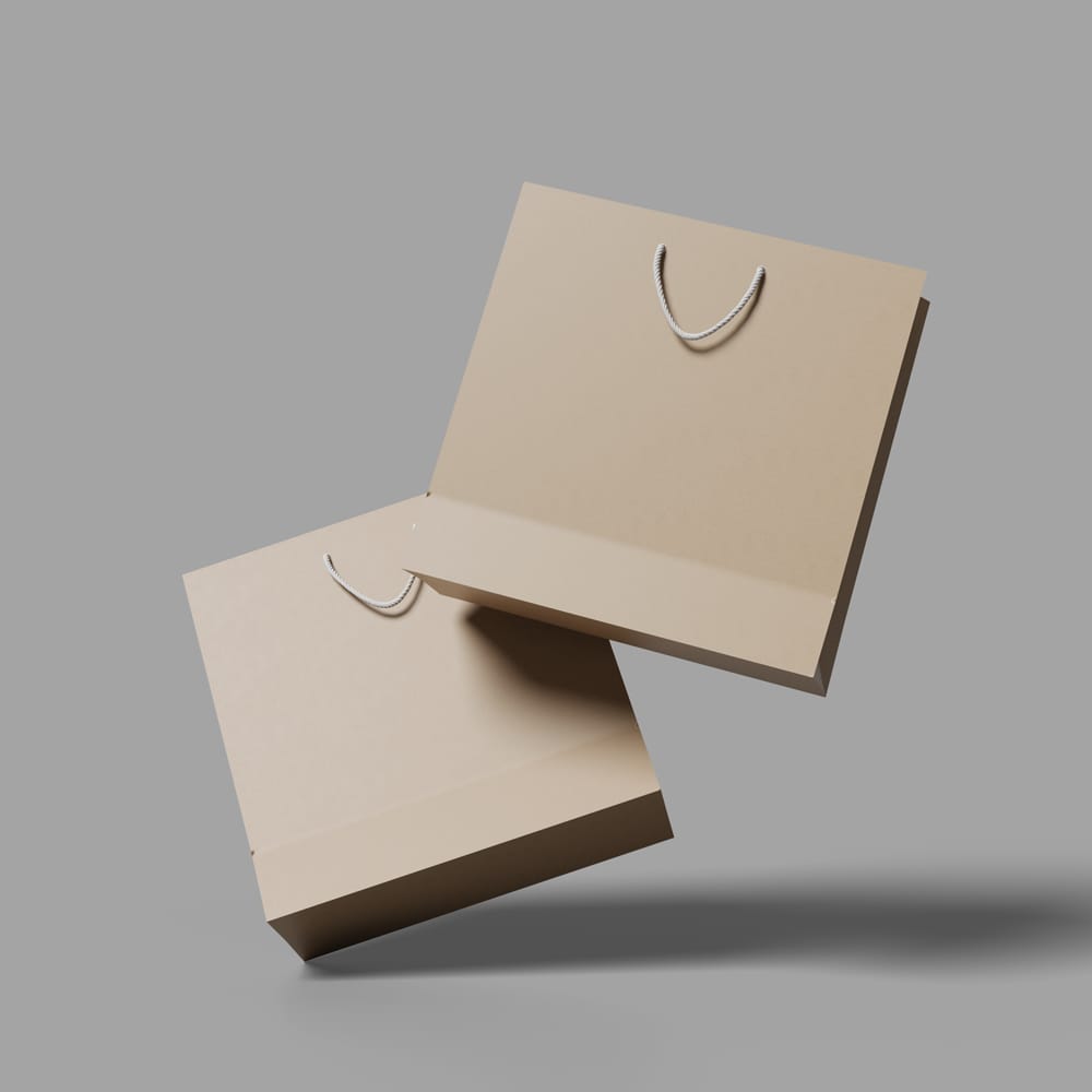 Free Floating Kraft Paper Shopping Bag Mockup PSD