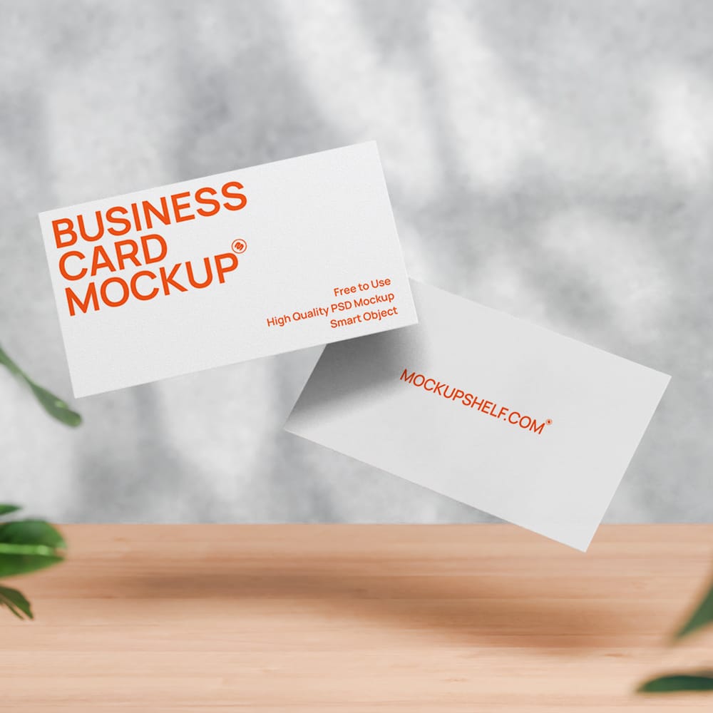 Free Floating Minimal Business Card Mockup PSD
