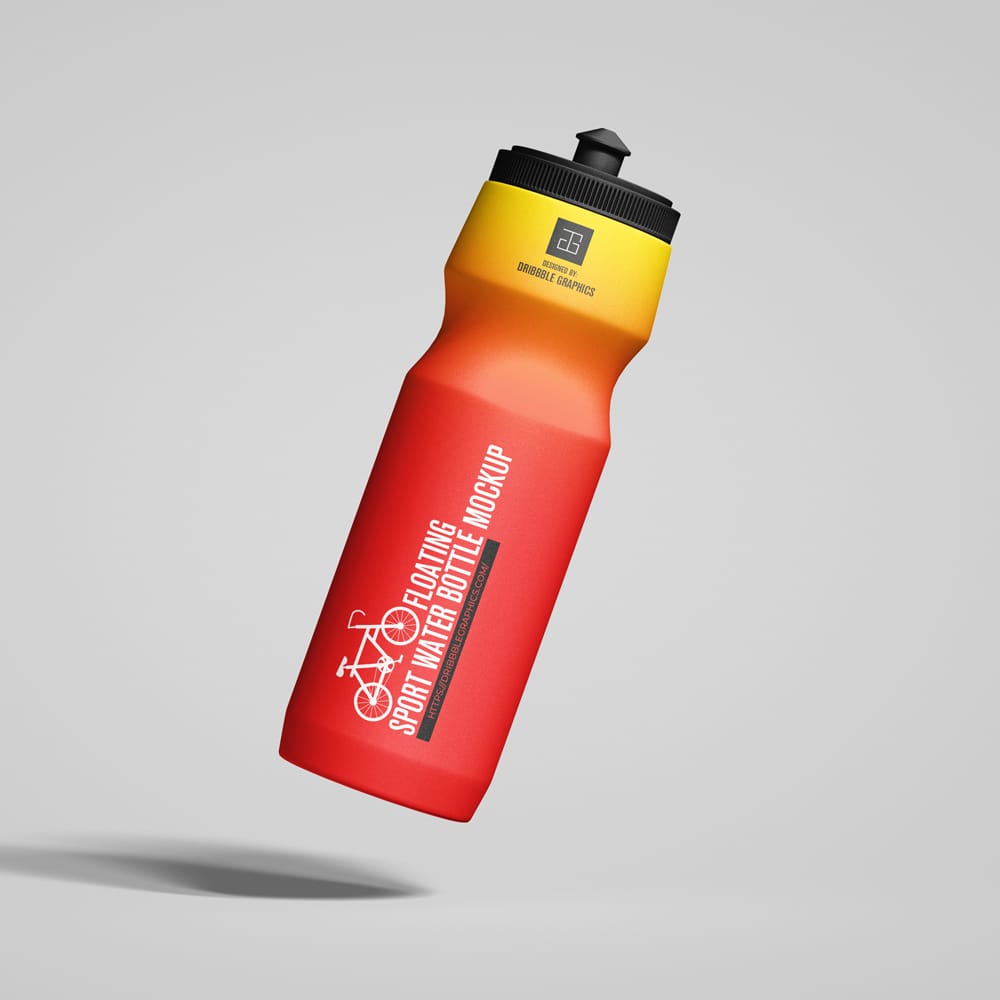 Free Floating Sport Water Bottle Mockup PSD