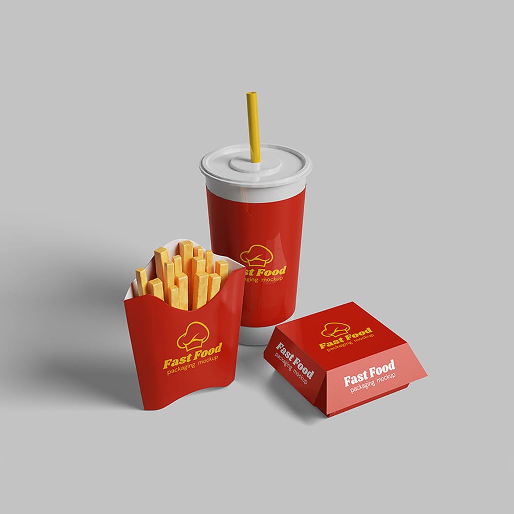 Free French Fries Packaging Mockup Template PSD