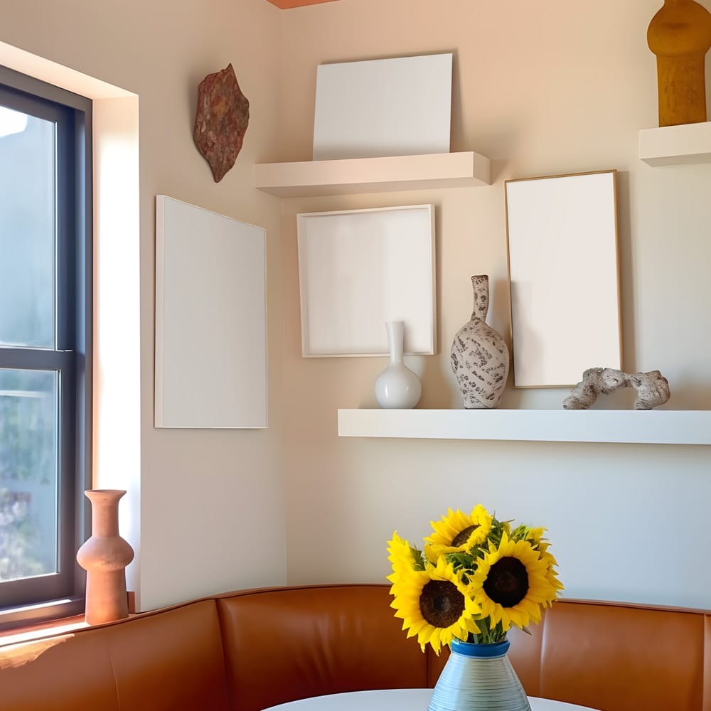 Free Gallery Wall Breakfast Nook Mockup PSD