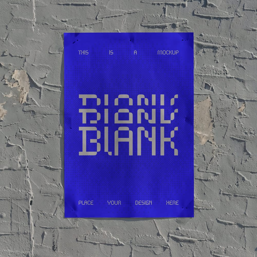 Free Grungy Plaster Wall Poster Mockup PSD