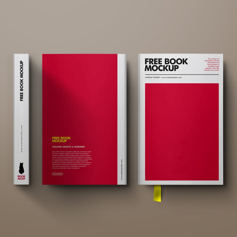Free Hardcover Mockup with Isolated Shadows PSD
