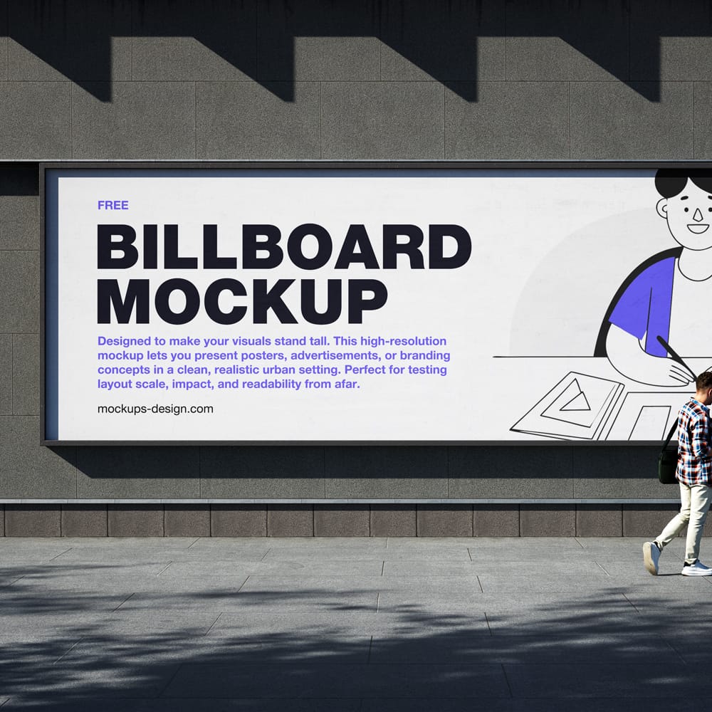 Free Horizontal Outdoor Billboard Mockup PSD