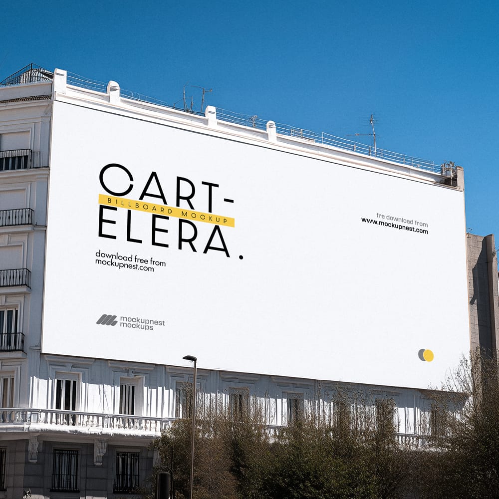 Free Large Billboard on Building Mockup PSD