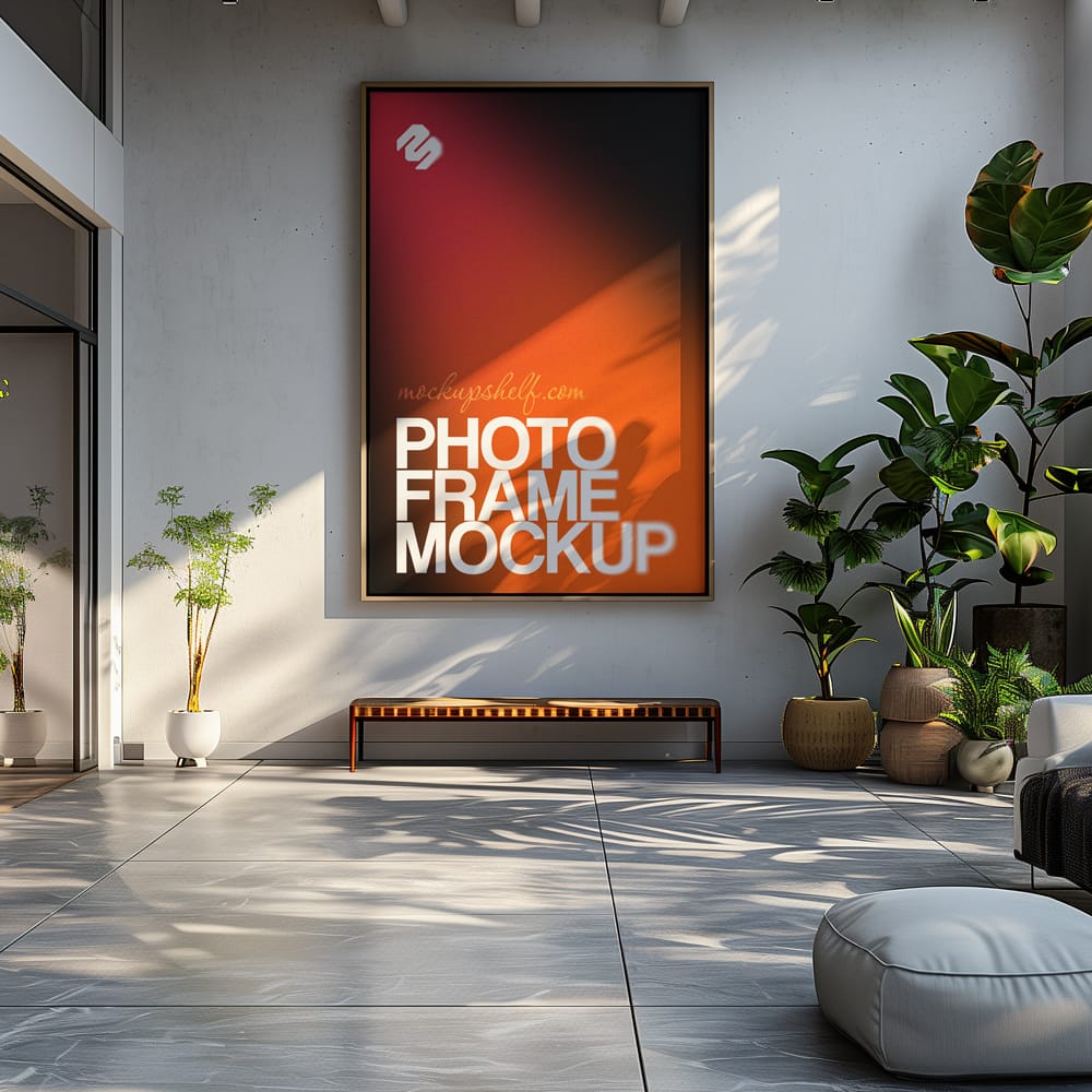 Free Large Modern Interior Photo Frame Mockup PSD