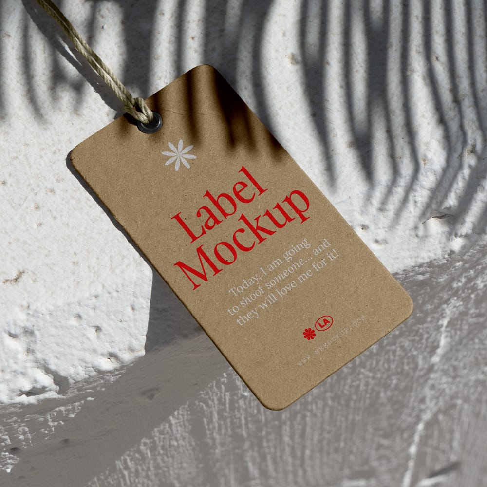 Free Laying Label on Concrete Mockup PSD