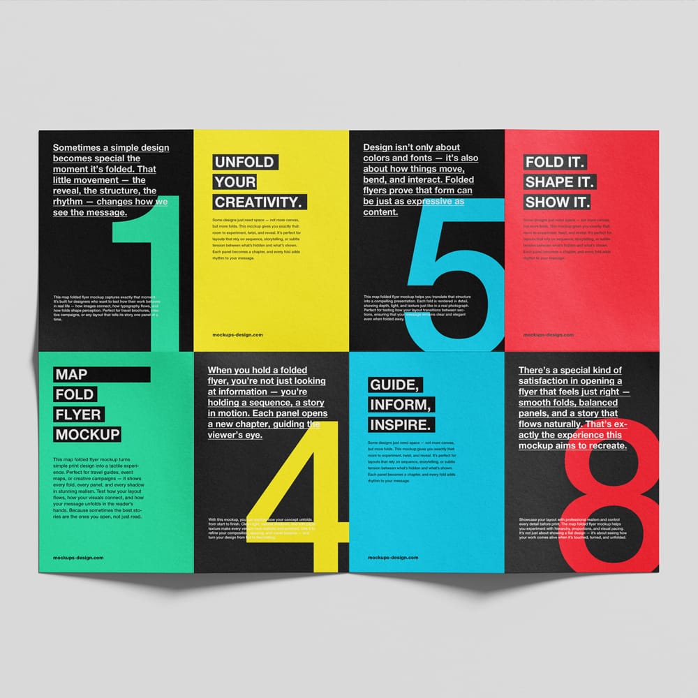 Free Map Folded Flyer Mockup Template PSD