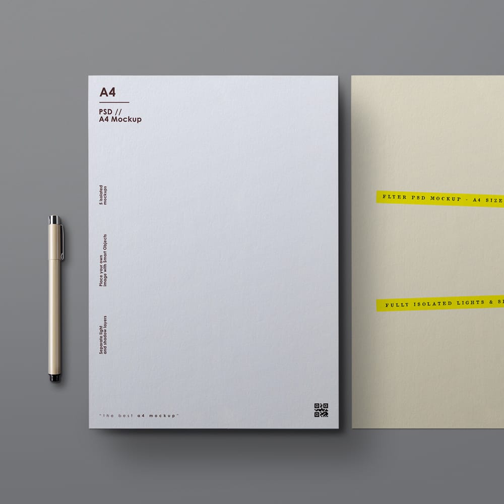 Free Minimalist A4 Paper Mockup PSD