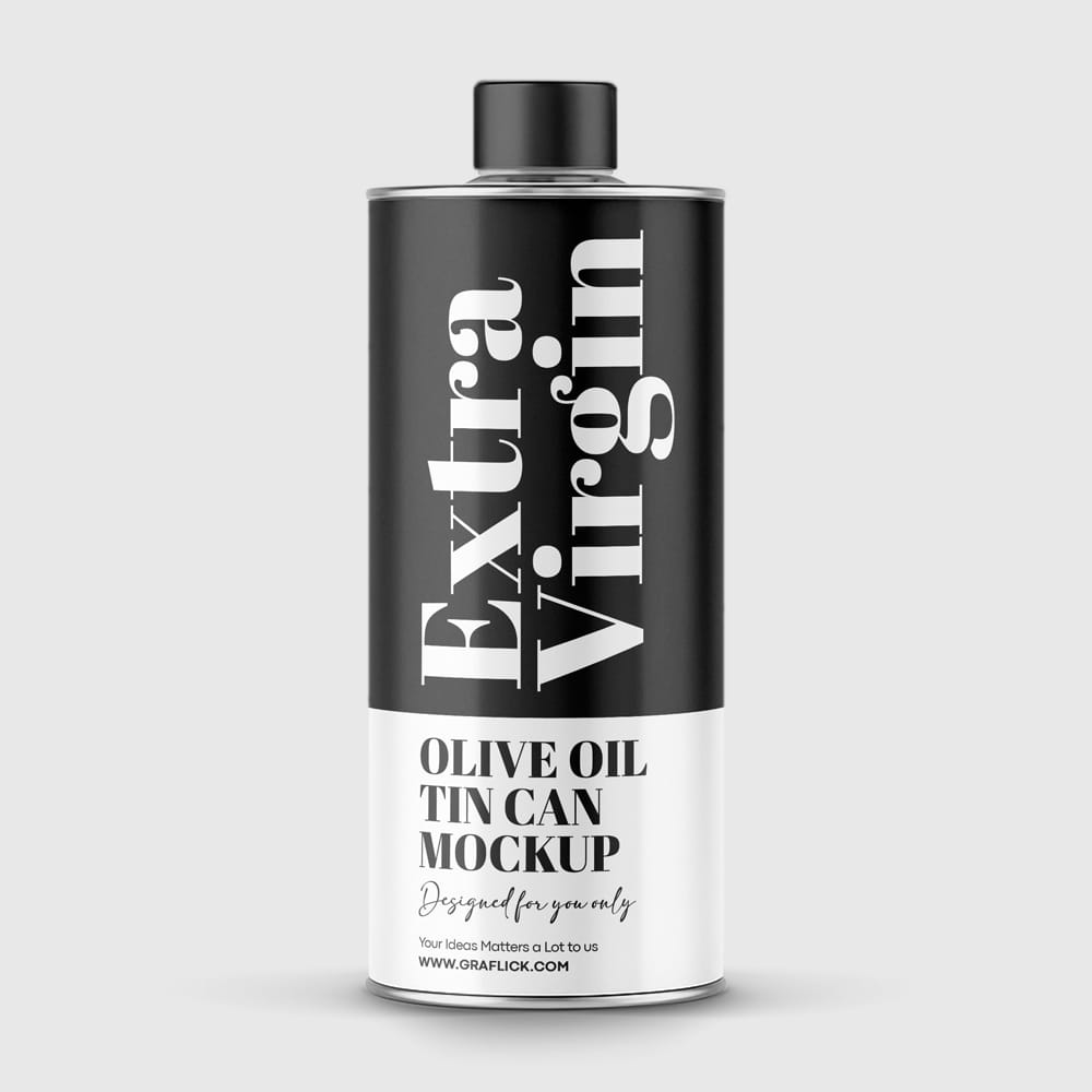 Free Olive Oil Tin Can Mockup PSD